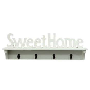 

Sweet Home Words 4 Hooks Shelves Hat Key Holders Storage Shelf Hanging Hooks Wall Mounted Rack Home Storage Holder