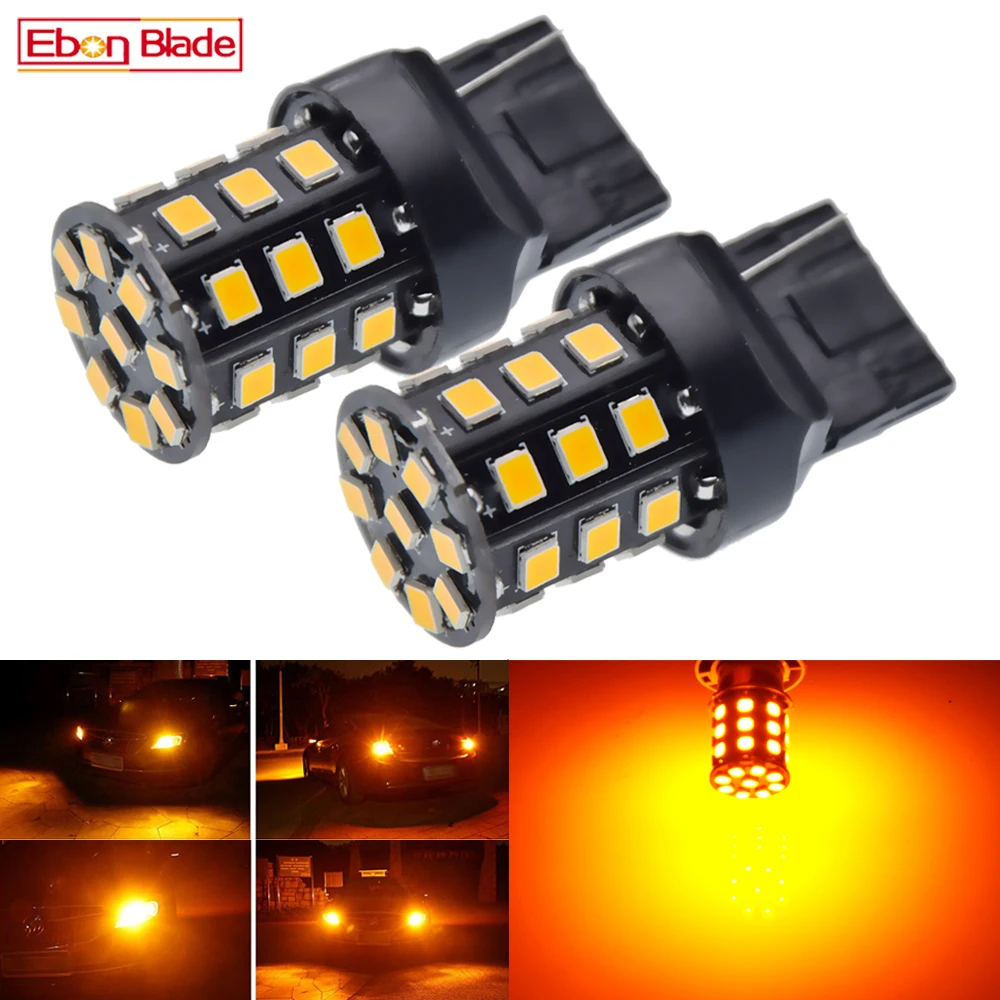 Пара автомобиля светодиодный T20 7440 W21W 1156 BA15S P21W BAU15S PY21W 2835 33 SMD Янтарный оранжевый