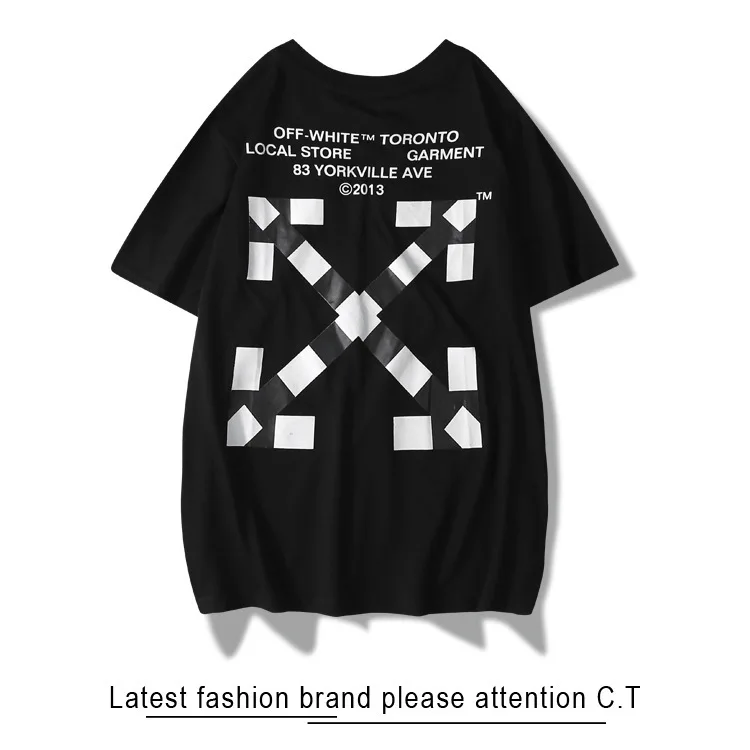 OFF-WHITE OW 19SS ограниченная хлопковая Футболка с круглым воротником и короткими рукавами - Цвет: Черный