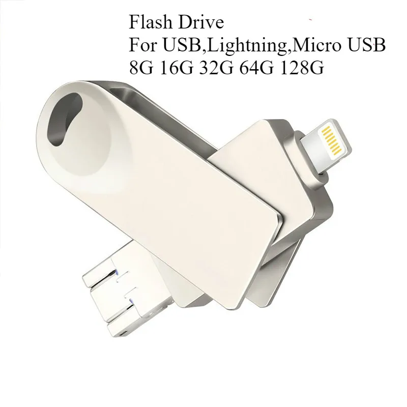 OTG адаптер USB флэш-накопитель для Lightning Micro USB для Iphone Ipad Android устройств USB 3,0 устройства флешки 8G 16G 32G 64G 128G