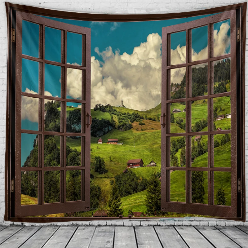 Tapestry Decor 3D window scenery for Bedroom Dormitory Wall hippie wall bohemian style tapestry decor