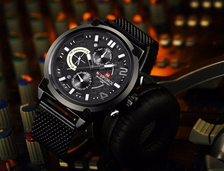 NAVIFORCE Роскошные брендовые кварцевые мужские часы из нержавеющей стали модные часы с календарем спортивные военные наручные часы Relogio Masculino