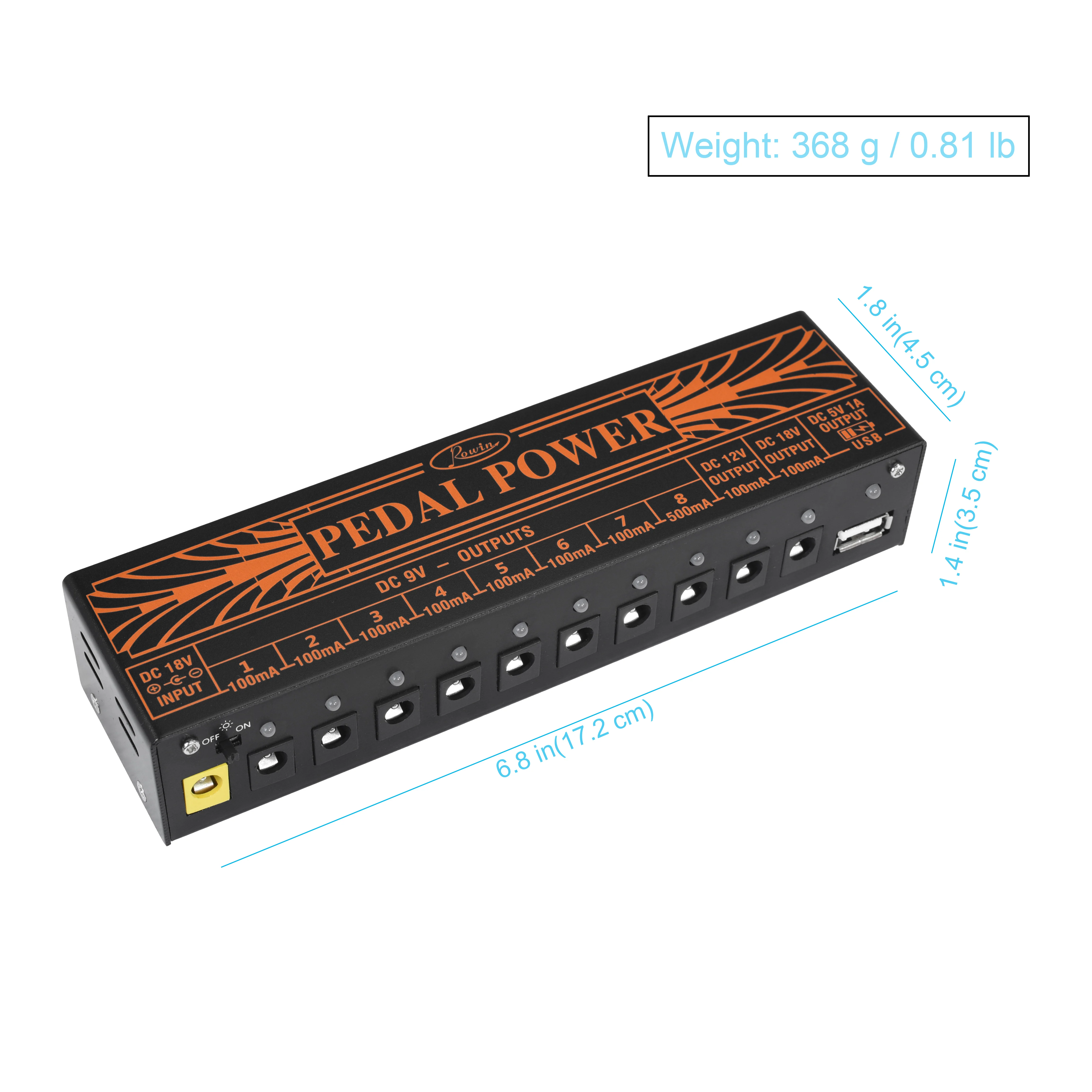 Rowin PW 01 гитарная педаль источник питания 10 изолированных DC выход для 9 В/12 В/18 в