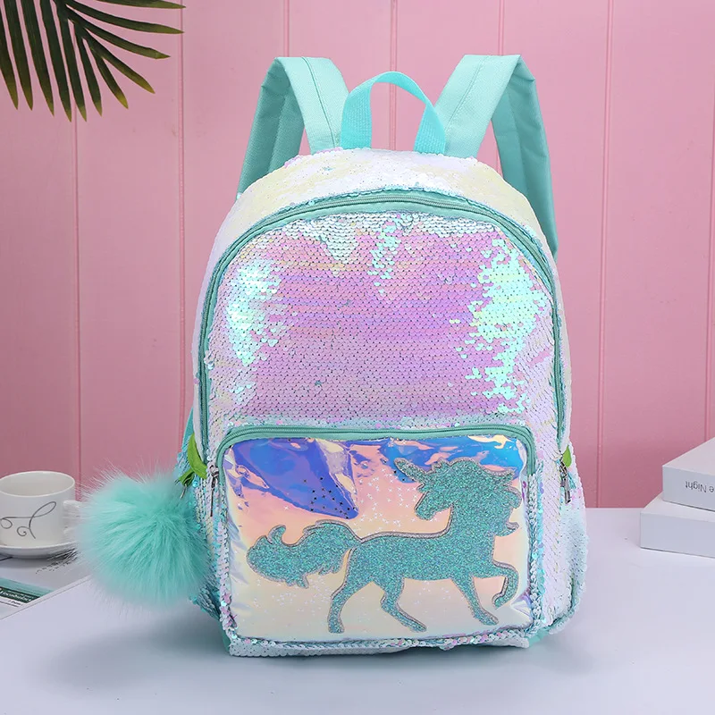 Новые школьные сумки с блестками и единорогом для девочек-подростков, детский Многофункциональный школьный рюкзак, Большой Вместительный женский рюкзак Mochila Escolar