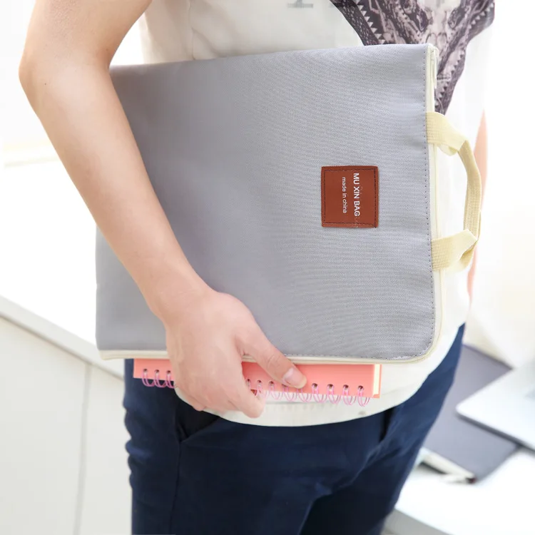 

Zippered Multi Function A4 File Bag, Portable IPad Laptop Bag, Mobile Oxford Canvas Briefcase