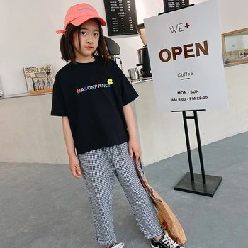 

Girls' Trousers 2020 New Spring and Summer Clothes Children's Casual Plaid Pants 100% Cotton Pants