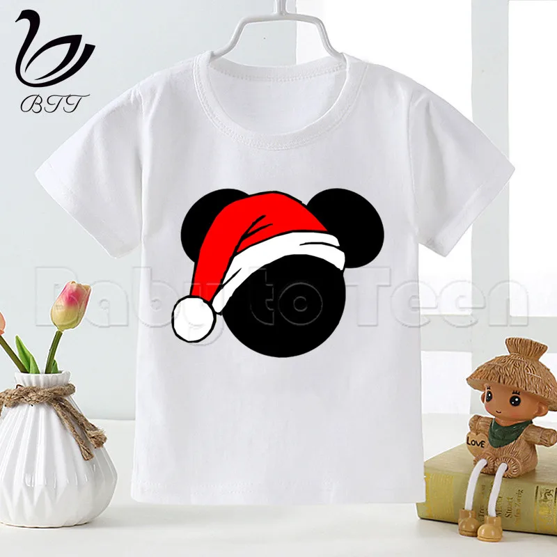 Kids Cartoon Merry Christmas Mouse Mickey Head Print Funny T-shirt Kids Summer Tops Children Cute Princess Tshirt Baby Clothes - Цвет: B