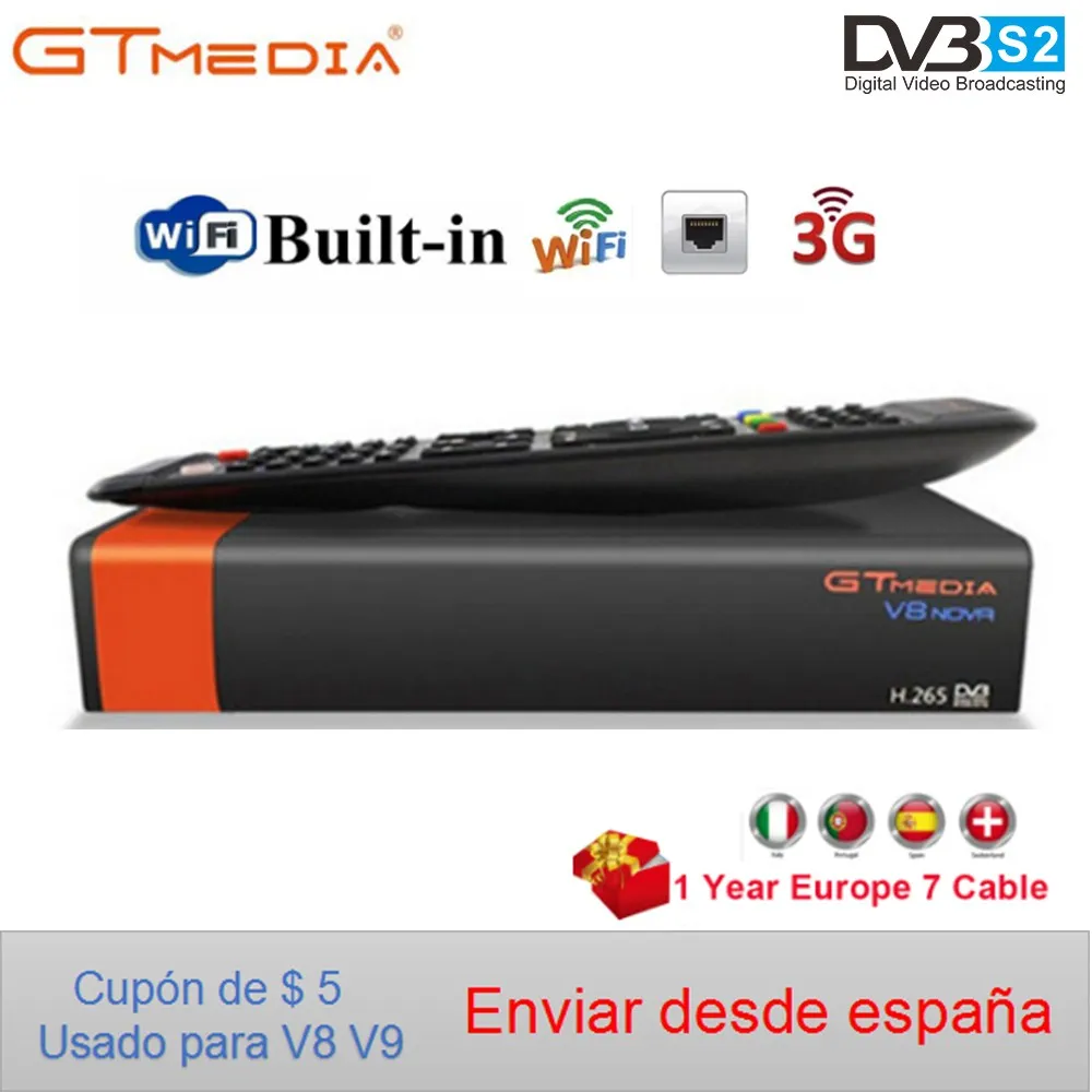 Gtmedia встроенный wifi H.265 мощность V8 Nova Freesat V8 супер Cccam линии 1 год бесплатный сервер для Испании DVB-S2 спутниковый ресивер
