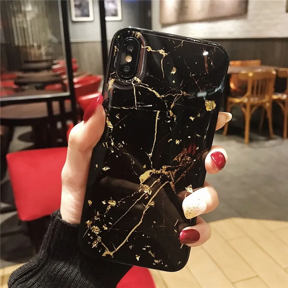 

Luxury Gold Foil Marble Phone Case for IPhone 11 Pro Coque X XS Max XR Case Soft TPU Cover for IPhone 7 8 6 6s Plus Glitter Case
