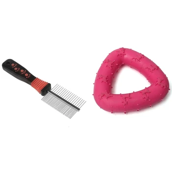 

1 Pcs Rubber Pet Dog Puppy Cat Teeth Gums Chew Play Toy & 1 Pcs Dog Cat Pet Metal Handle Double Side Teeth Brush