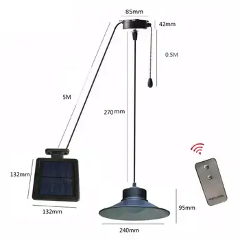 

Retro Solar LED Hanging Lamp Outdoor Aluminum and ABS 6V 1.5W Modern Style Household Pergola Chandelier with Remote Control