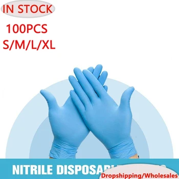 

100pcs Disposable Gloves Safety Nitrile Gloves for Household Food Cleaning Antistatic Non-Slip Plastic Gloves Kitchen Accessorie