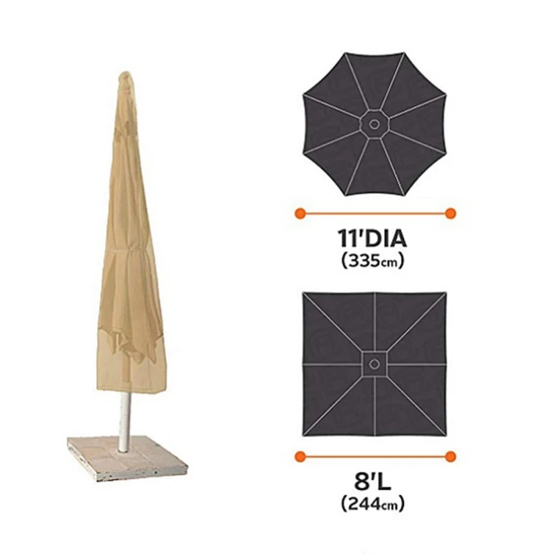 Классический чехол для зонта на Молнии Пылезащитный непромокаемый открытый садовый инвентарь коричневый тенты для сада Shade3