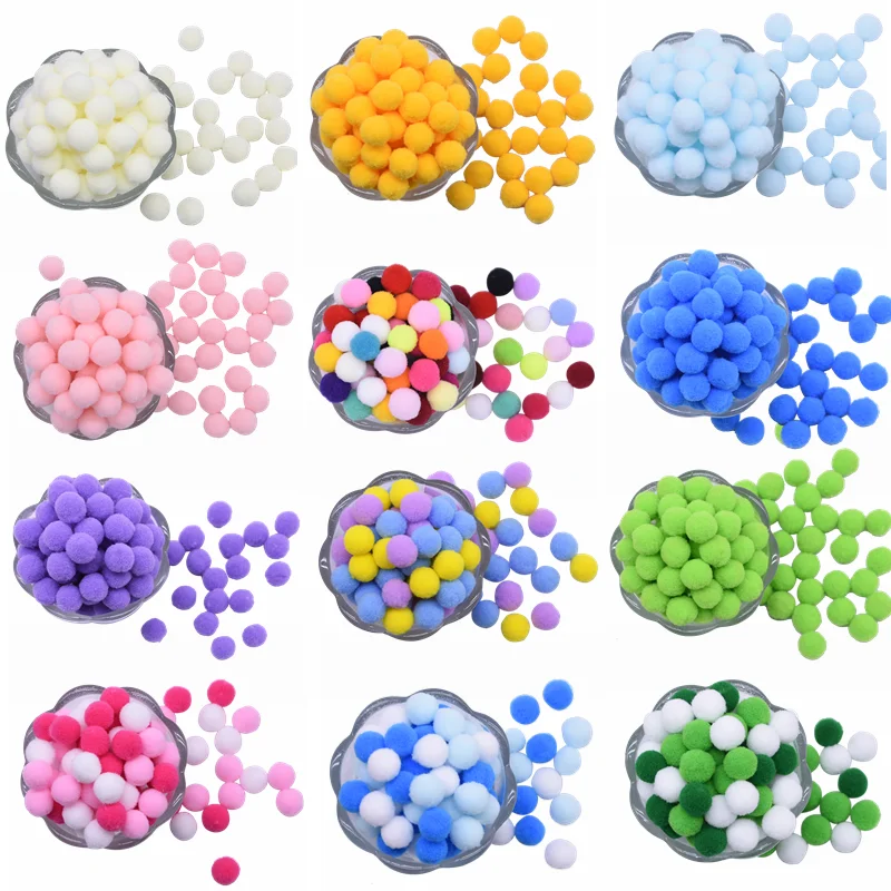 Pom Poms Craft Supplies Fluffy Ball Accessories Craft Toys 100Pcs 15/20/25mm Fluffy Soft Pompom Balls Handmade Kids Toys Wedding Decoration DIY Felt Ball Sewing