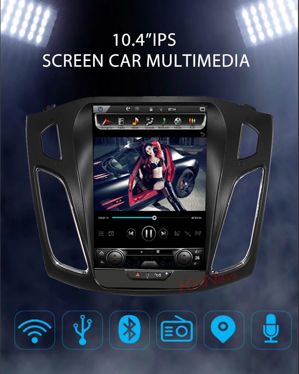 KiriNavi вертикальный экран Tesla стиль 10," Android 8,1 автомобильный Dvd мультимедийный плеер для Ford Focus радио Automotivo 2012