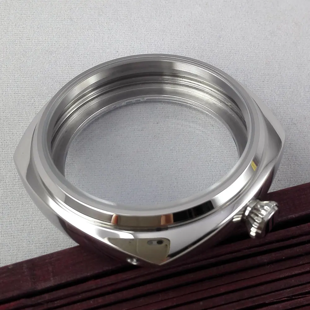 45mm polished stainless steel case Hardened mineral glass fit 6497 6498 ST 36 movement Watch Case