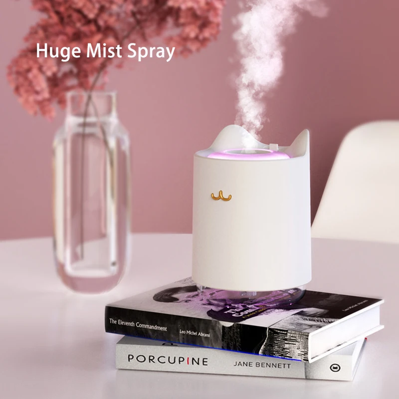 USB Cat Air Humidifier Aroma Essential Oil Diffuser Nano Air Freshener For Home Car Mist Maker LED Light Portable Humidifier
