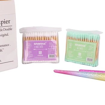 

100pcs/bag Cotton Swab Double Head Colorful Cotton Health Makeup Cosmetics Tool Nose Ear Clean Head Stick Health Care Tools