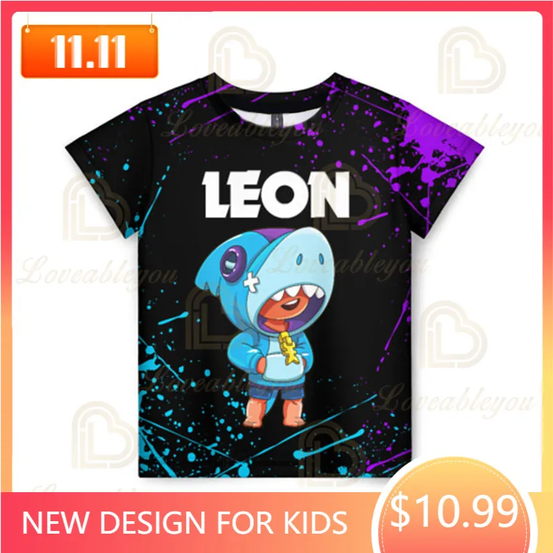 

Anime Star T-shirt Birthday Gift POCO Brawlings Boys Girls 3D PRIMO MORTIS Shirt Crow Spike Leon Shelly Tshirt Kids Game