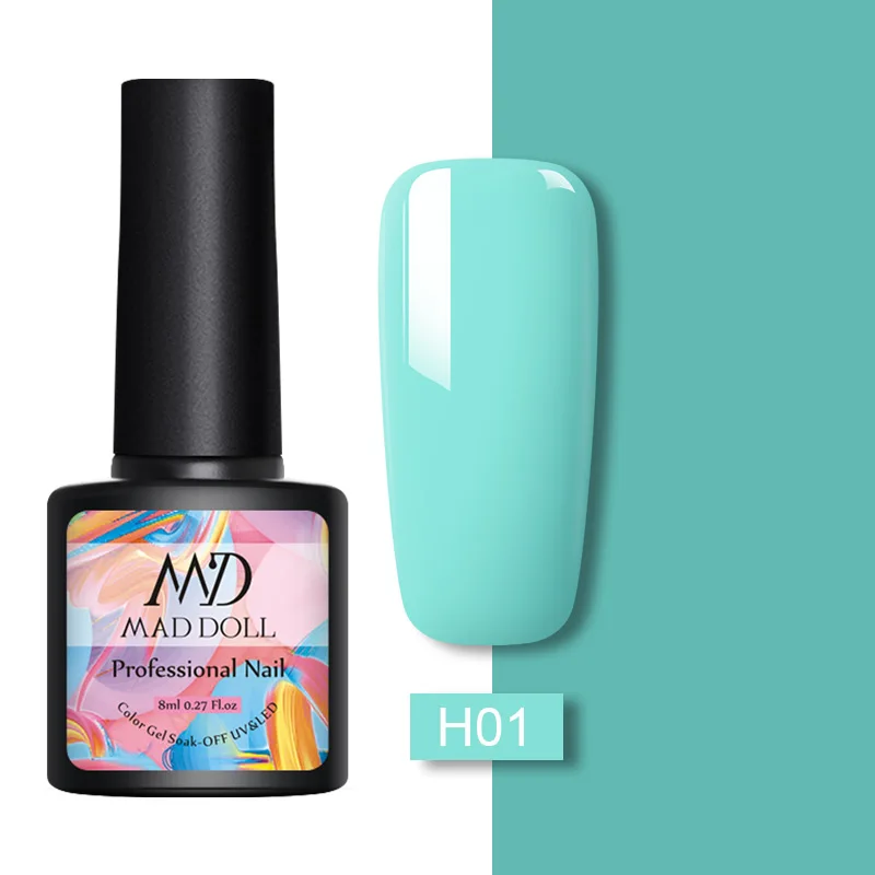 H01 MAD DOLL 8 мл Гель-лак для ногтей Набор для маникюра гибридные ногти цветной полигель Vernis Полупостоянный УФ-гель для ногтей гель Varnis - Цвет: H01