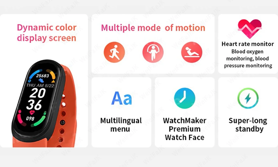 2021 M6 Smart Band Watch Men Women Smartwatch Heart Rate Sports Fitness Tracking Bracelet For Apple Xiaomi Redmi Android Watches