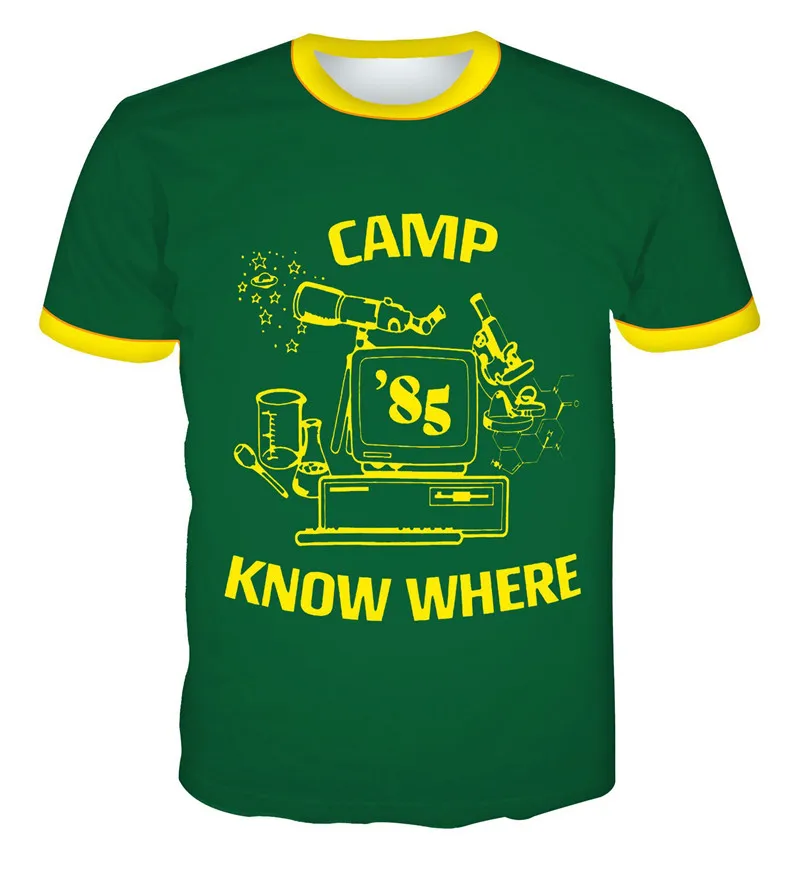 Странные Вещи футболка Дастин Косплей Костюм короткий рукав Футболка 11 Топ Футболка бейсбольная шляпа лагерь знать, где зеленая желтая крышка - Цвет: T shirt