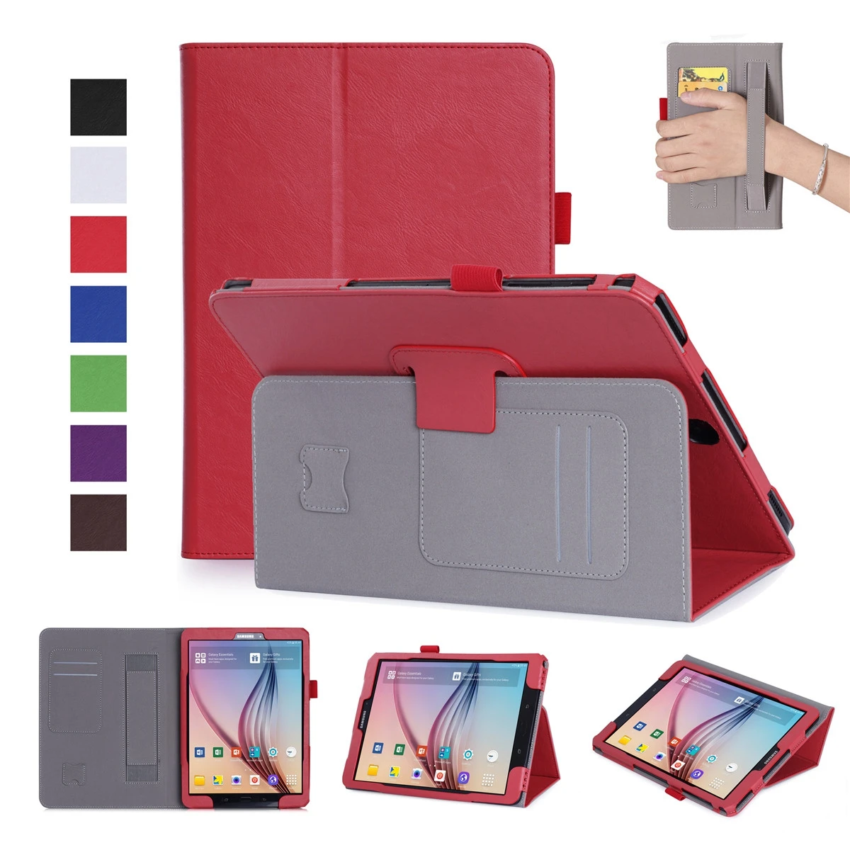 Red Чехол для планшетов из искусственной кожи s для samsung Galaxy Tab S3 9,7 T820 T825, чехол для планшета с откидной подставкой и держателем для ручек и отделениями для карт - Цвет: Red