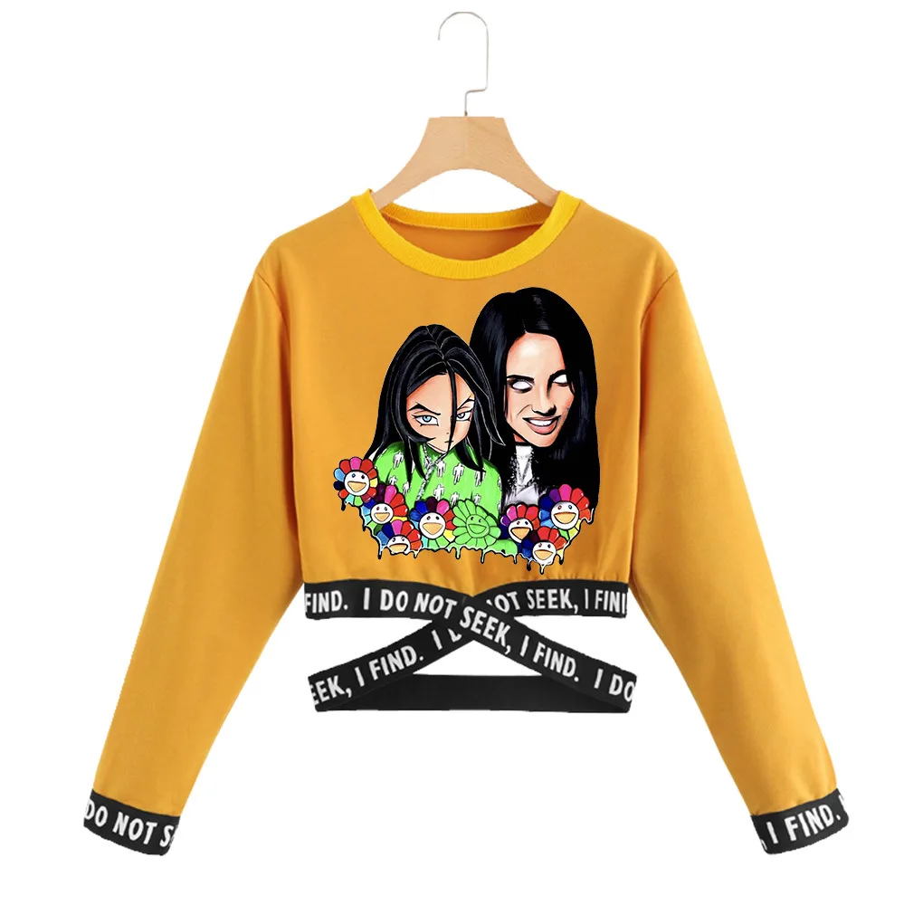 Billie Eilish уличная модная толстовка с капюшоном для женщин и мужчин, пуловер с капюшоном и длинным рукавом, Спортивная Толстовка в стиле хип-хоп, одежда для девочек, Топ - Цвет: yellow - style 2