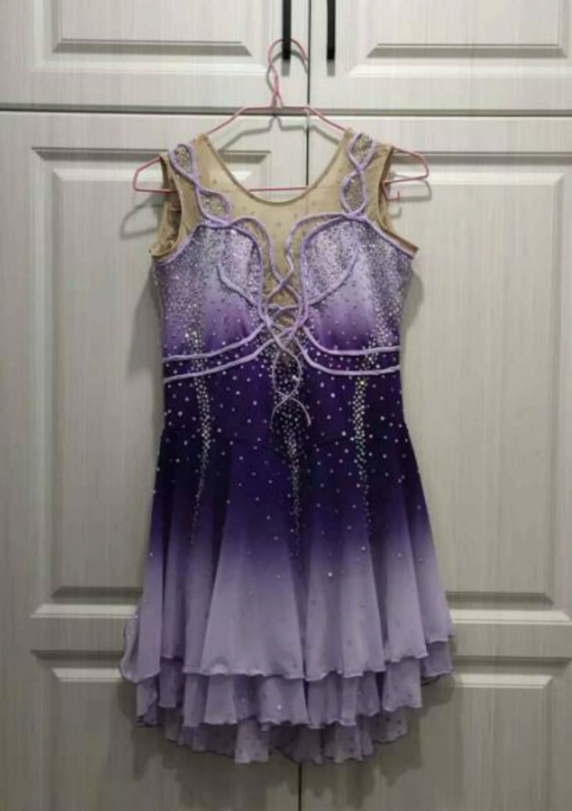 purple figure skating dresses women competition dress custom ice for girls free shipping |