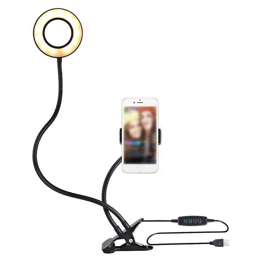 

Dimmable LED Ring Light Selfie Fill Light with Cell Phone Clip Live Broadcast Fill Light Ring Beauty Lamp