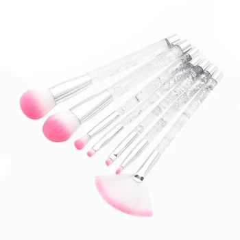 

New 7Pcs Glitter Liquid Handle Makeup Brush Set Foundation Blending Power Eyeshadow Cosmetic Beauty Make Up Tools With Pvc Bag #