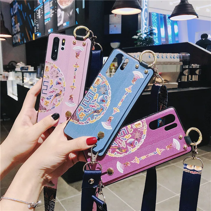 Чехол для телефона с ремешком на запястье Жесткий Huawei Mate 30 20 P30 P20 Honor 10 8x20 PRO Lite