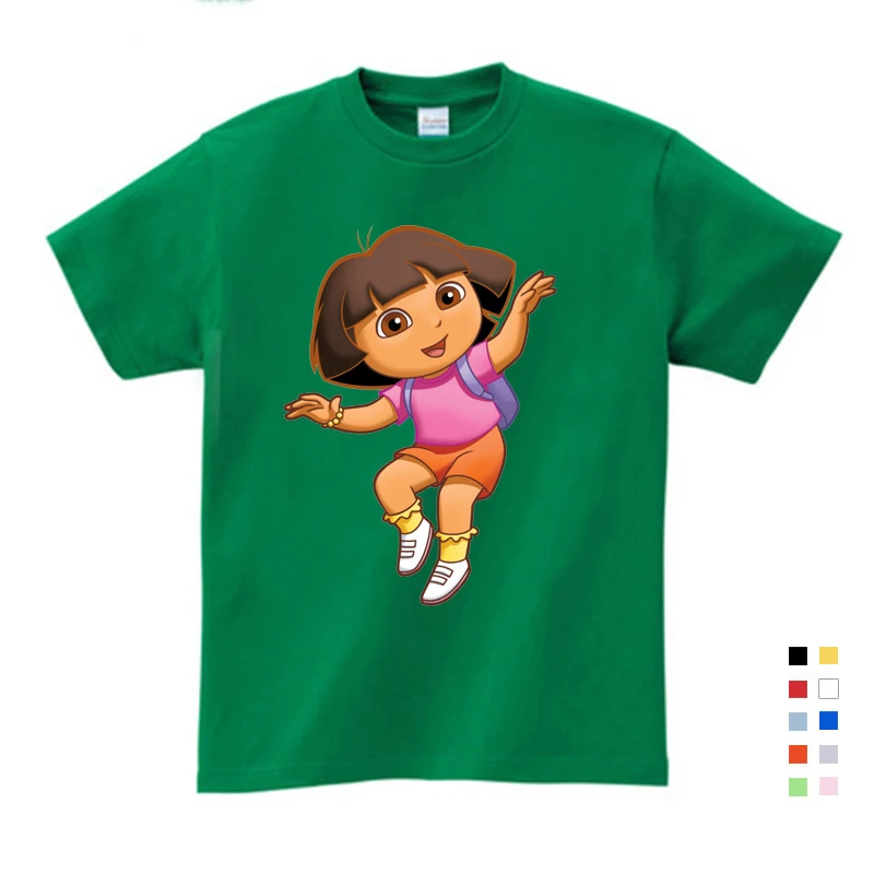 

Girls Boys Shirt Babys Kids Pure Cotton Summer Clothes T Shirts Funny Top T Shirts Kids White Comfort Toddler Dora Explorer Tees