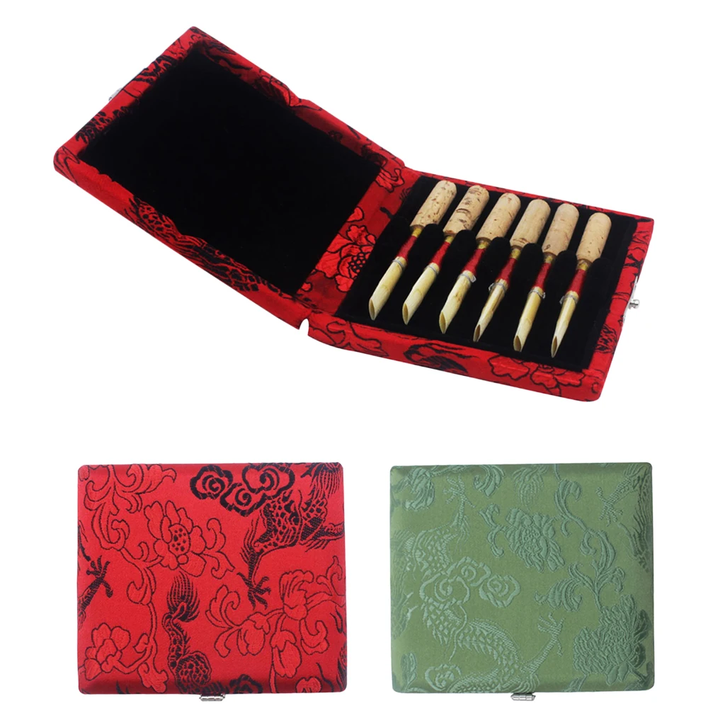 Green Wooden Oboe Reed Box Case Hold 6Pcs Oboe Reed Musical Instrument Parts