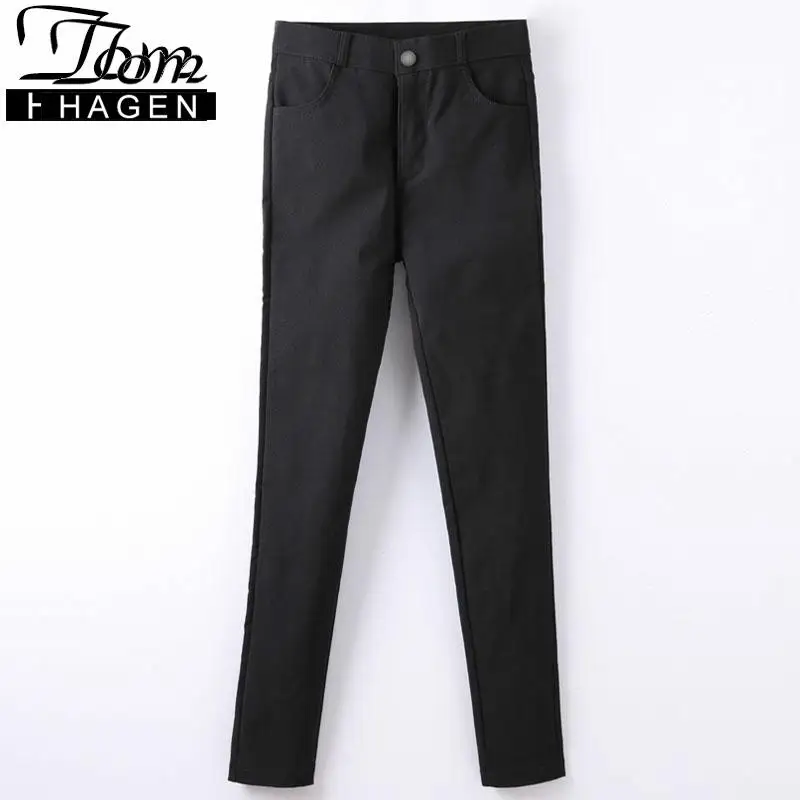 Осенние женские брюки эластичные карандаш черные хлопковые леггинсы верхняя