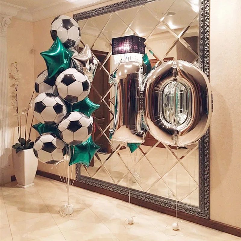 10pcs Football Soccer Theme Party Round Balloons Black White Confetti Helium Balloon Sports Meet Boy Decoration Supplies | Дом и сад