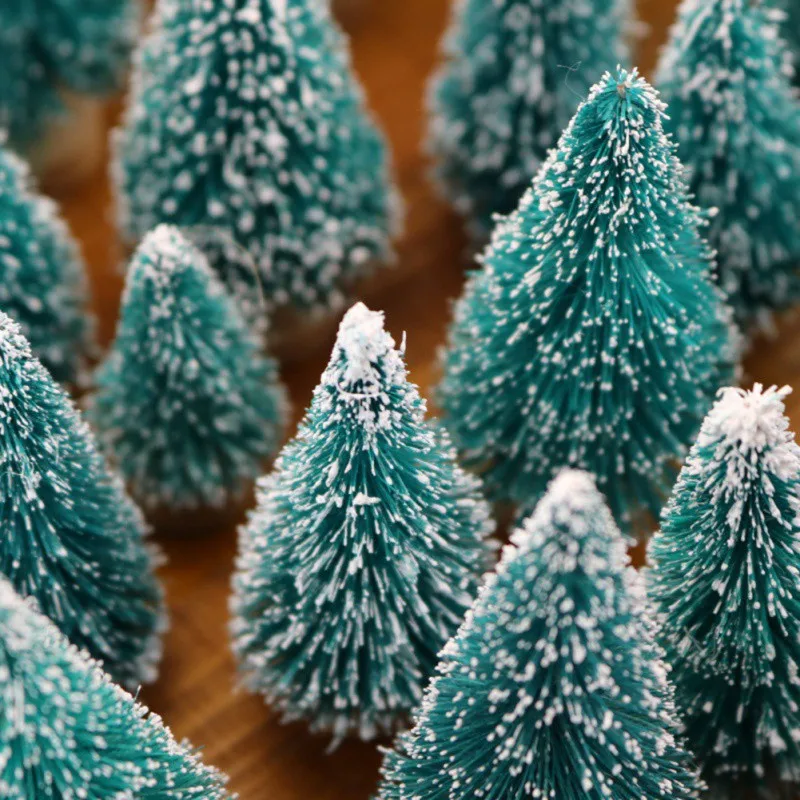 Mini Christmas Tree 8-Piece Mini Christmas Tree Sisal Silk Cedar-Decoration Small Christmas Tree-Gold Silver Blue Green White Festive