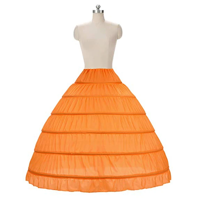 4 Hoops 5 Layers Ball Gown Petticoats Black Petticoat Crinoline Underskirt Big Ruffle Wedding Accessories Tulle Underskirts 6 Hoops Orange
