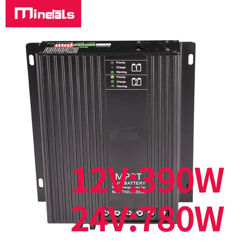 30A MPPT Controller Support Bluetooth APP LCD 12V/24V for Lead-acid Lithium Dual Battery Solar Charger Controller MPPT 30A