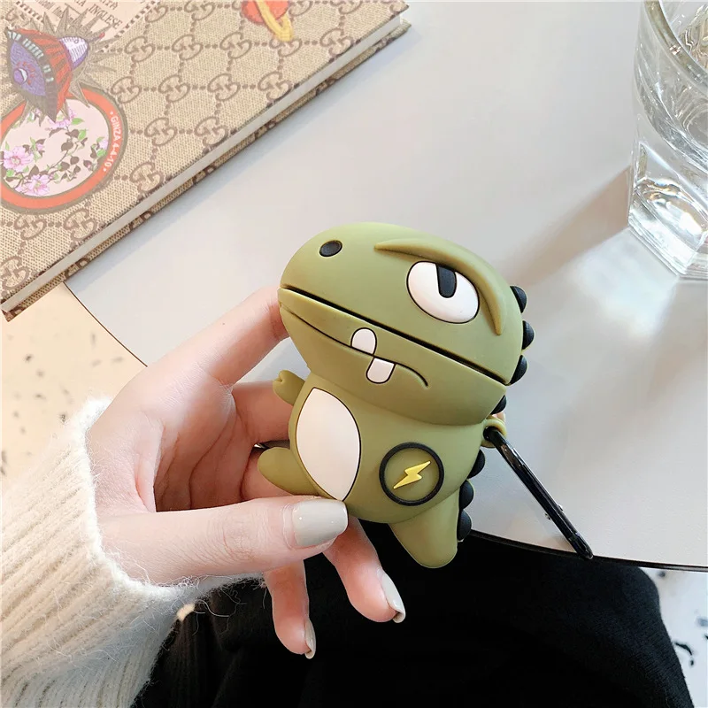Dinosaur cool Для AirPod 2 Чехол 3D классный мальчик динозавр мультфильм мягкий силиконовый беспроводной чехол для наушников s для Apple Airpods чехол милый чехол Funda - Цвет: Dinosaur cool