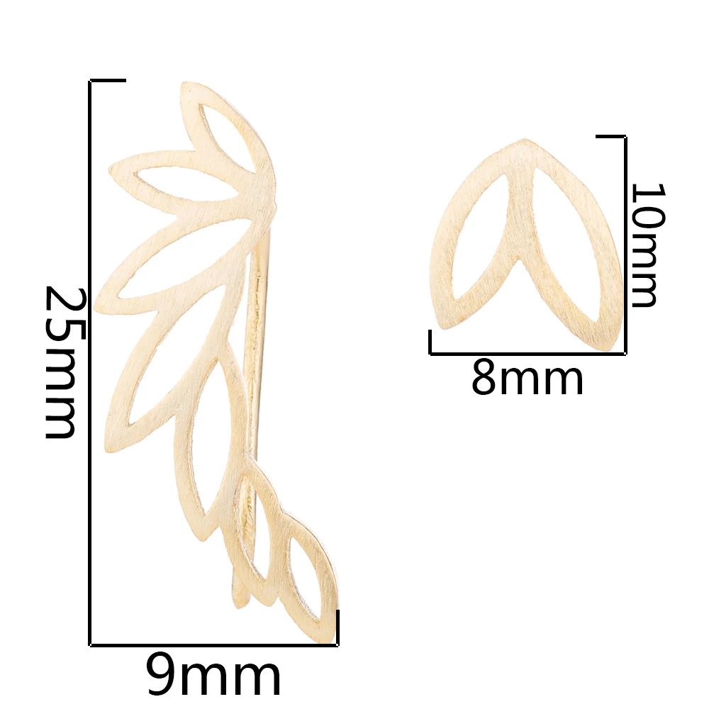 Hfarich Sanasa Botanical Ear альпинистские серьги с золотыми листьями A-Symmetric in серьги в форме листа ботанические украшения для женщин