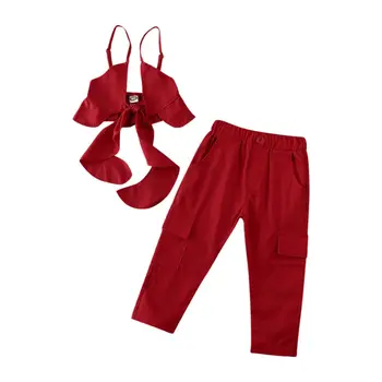 

2Pcs Toddler Baby Girls Clothes Set Summer Bandage Vest Crop Tops Pants Leggings Girls Holiday Outfits Clothes Princess Costume