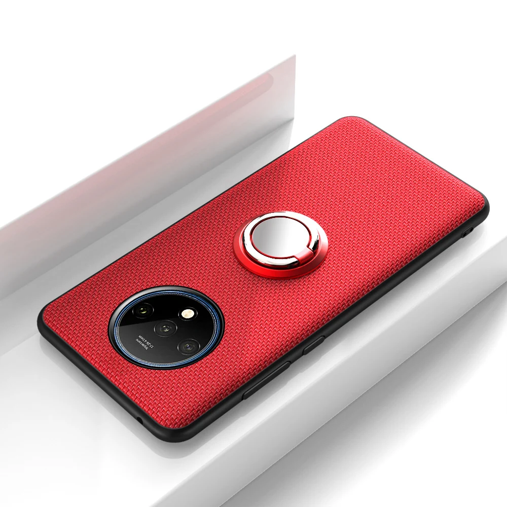 Защитный чехол для Oneplus 7T чехол Роскошный кожаный чехол для Oneplus 7T Pro One Plus 7T магнитное автомобильное кольцо-держатель на палец чехол