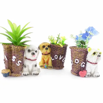 

1PC Resin Flower Pot Cartoon Dog Pattern Succulent Plant Pots Desk Office Table Oranment Home Decor