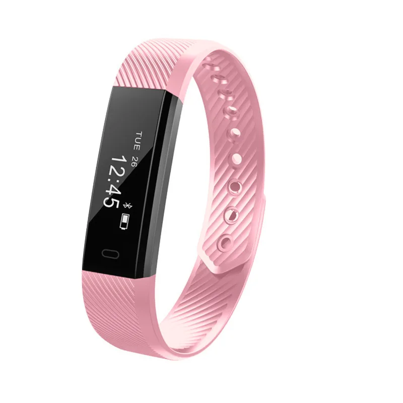 Smart Wristbands Fitness Tracker Smart Bracelet Men Pedometer Bluetooth Smartband Waterproof Sleep Monitor WristWatch PK Fitbits - Color: Pink