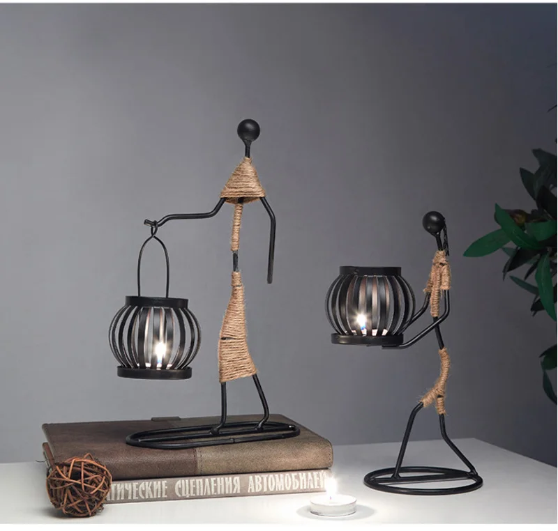 Weeding Metal Ornaments Crafts  Home Decoration Candle Holder Candlestick Decor Handmade Miniature Figurines Art Gifts