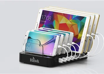 

7 Port USB Charging Station Multi Smart Charger Dock USB 2.4A Quick Charging Desktop Stand with Cables for Phones Tablets