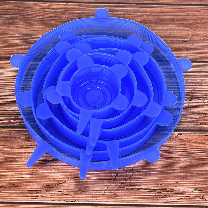 

6 Pcs/Set Reusable Silicone Stretch Lids Food Cover Fresh Keeping Silicone Stretch Lids Caps For Food Kitchen Accessories