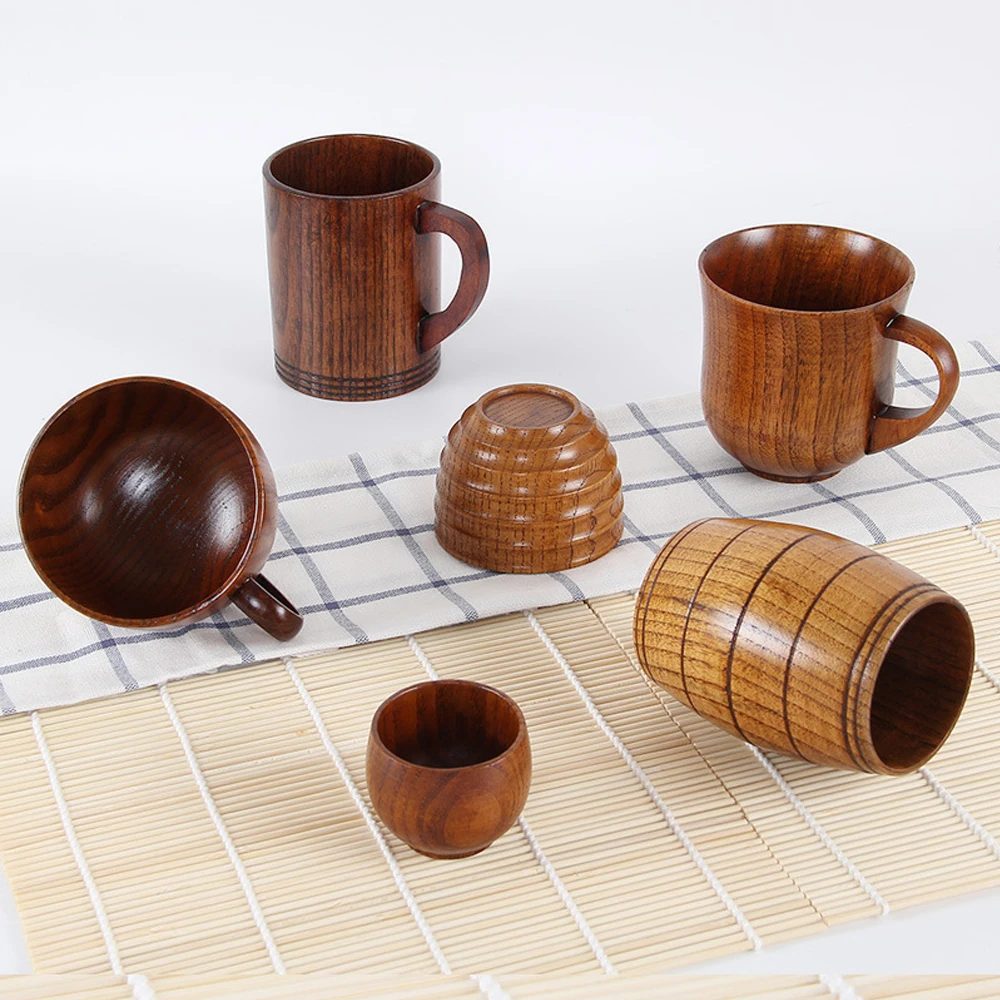 Japanese Style Wooden Cup Creative Jujube Wood Insulation Tea Coffee Drinking &amp Saucer Sets | Дом и сад