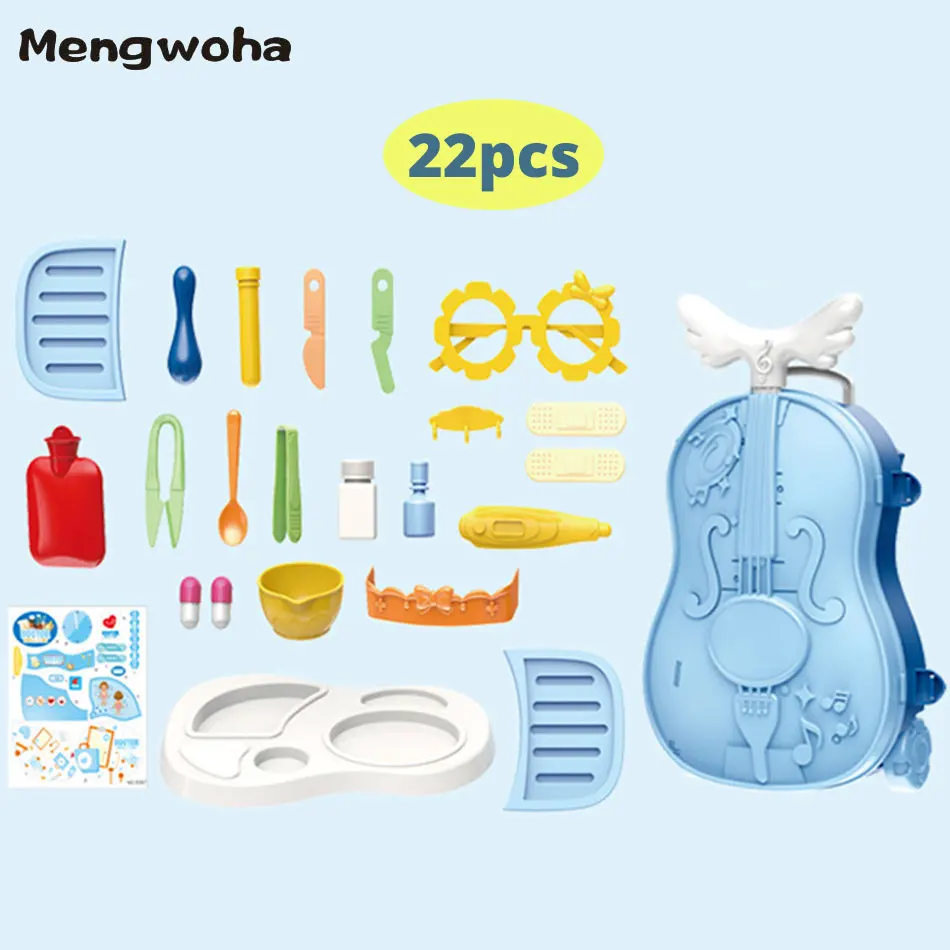 22PCS Children Pretend Play Doctor Nurse Toy Set Portable Backpack Medical Kit Role Play game Tool Classic Toys for Children